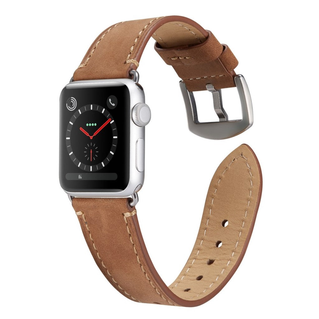 Mega fed Apple Watch Series 4 40mm Ægte læder Rem - Brun#serie_2