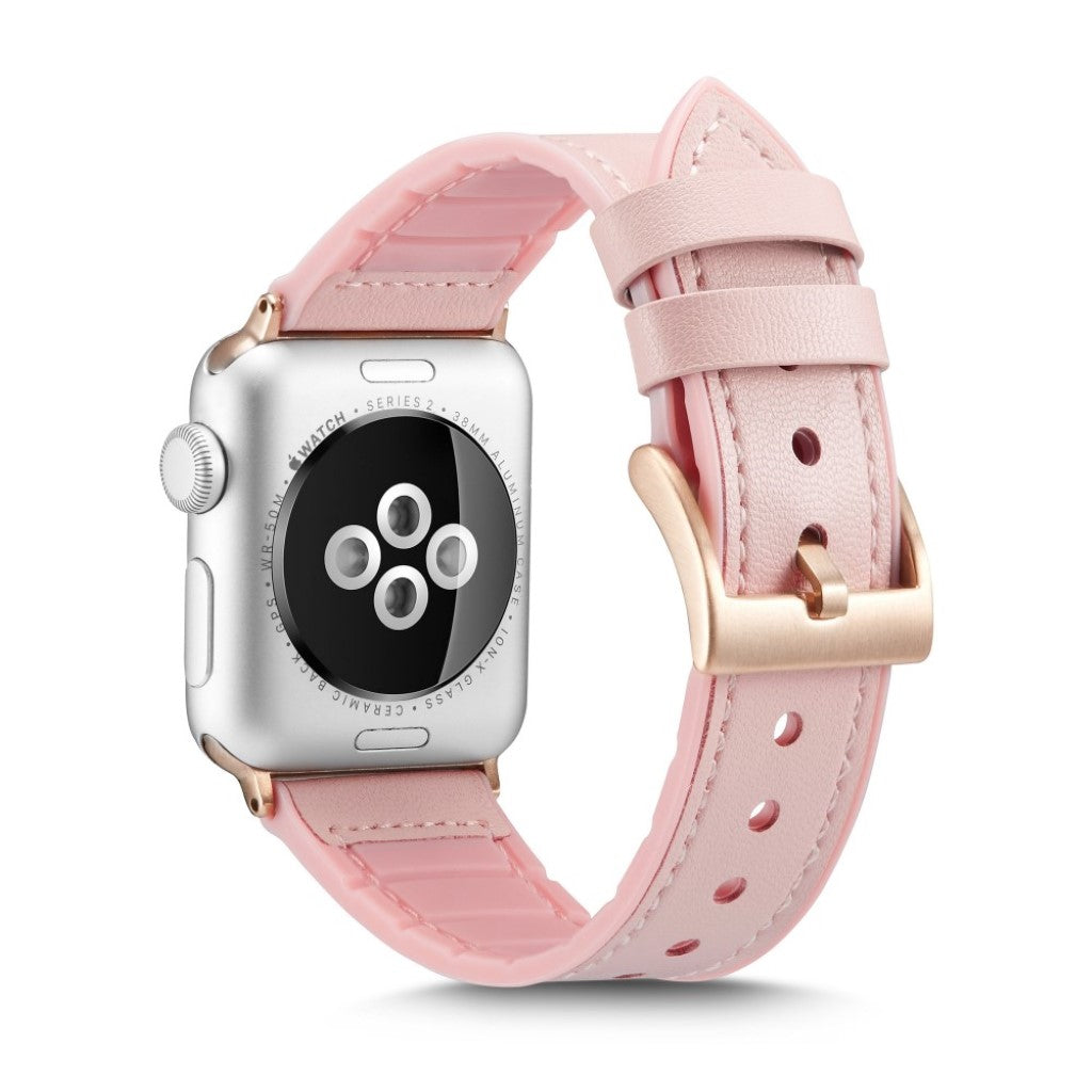 Rigtigt hårdfør Apple Watch Series 4 40mm Kunstlæder Rem - Pink#serie_2