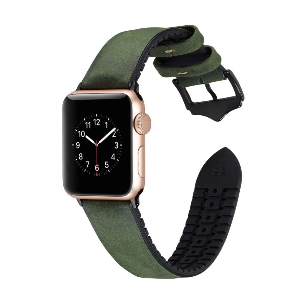 Rigtigt hårdfør Apple Watch Series 4 40mm Kunstlæder Rem - Grøn#serie_3
