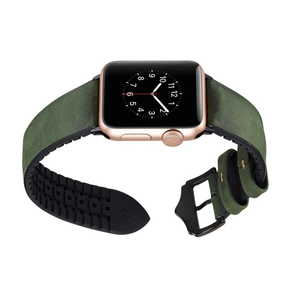 Rigtigt hårdfør Apple Watch Series 4 40mm Kunstlæder Rem - Grøn#serie_3
