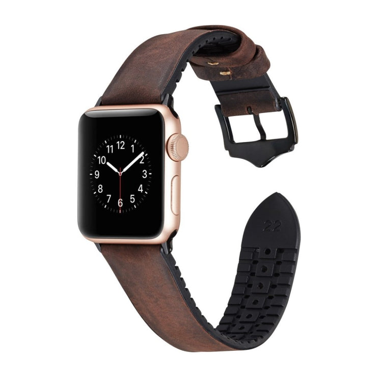 Rigtigt hårdfør Apple Watch Series 4 40mm Kunstlæder Rem - Brun#serie_4