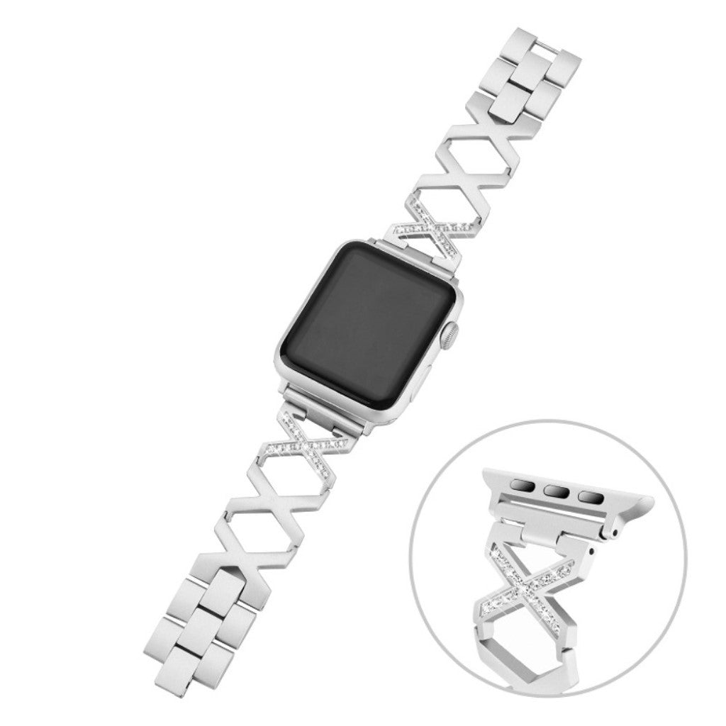 Vildt flot Apple Watch Series 4 40mm Metal og Rhinsten Rem - Sølv#serie_2