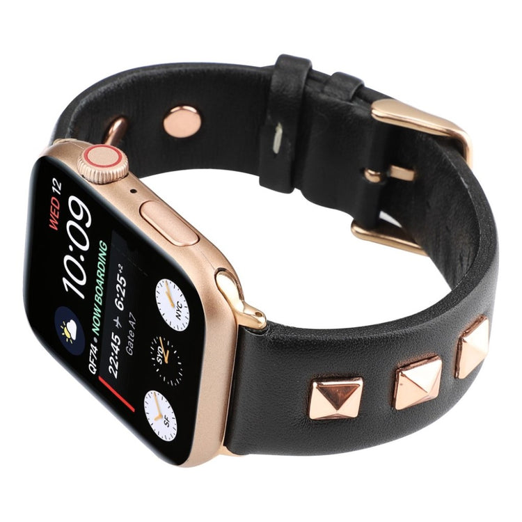Meget godt Apple Watch Series 4 40mm Ægte læder Rem - Sort#serie_2