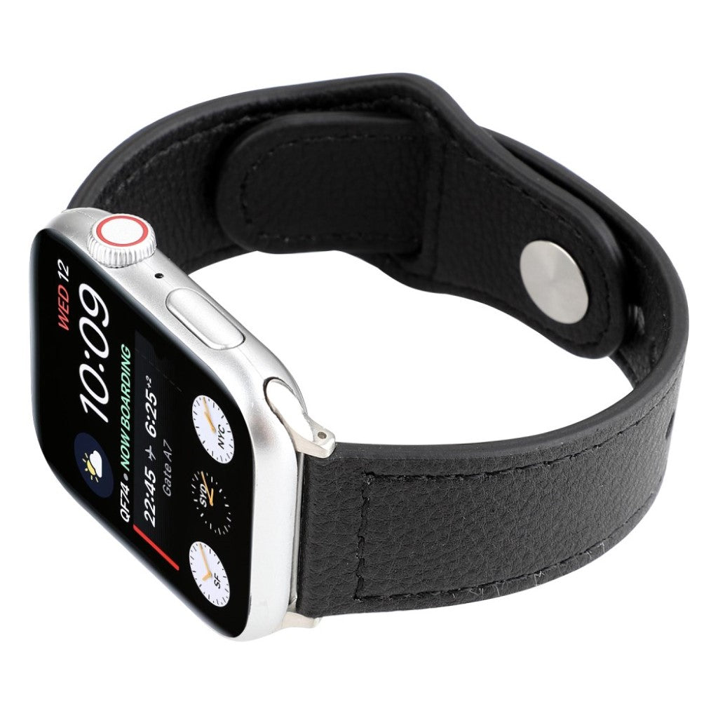 Glimrende Apple Watch Series 4 40mm Ægte læder Rem - Sort#serie_2