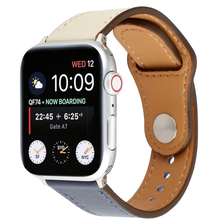 Glimrende Apple Watch Series 4 40mm Ægte læder Rem - Sølv#serie_3