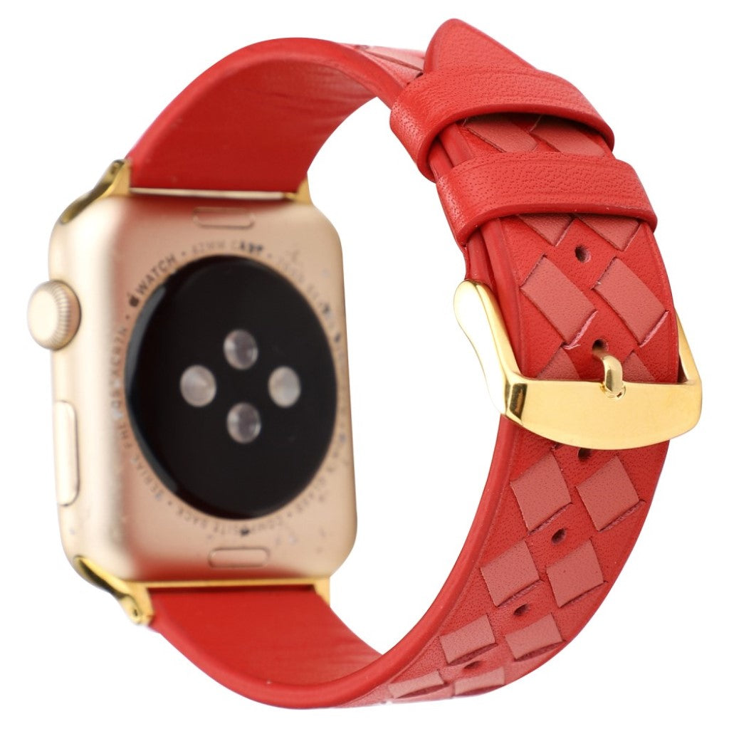 Helt vildt hårdfør Apple Watch Series 4 40mm Ægte læder Rem - Rød#serie_6