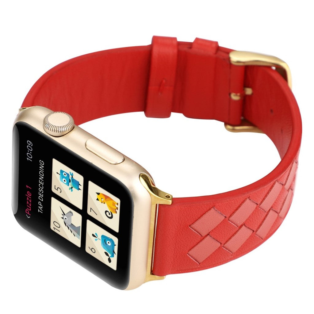 Helt vildt hårdfør Apple Watch Series 4 40mm Ægte læder Rem - Rød#serie_6