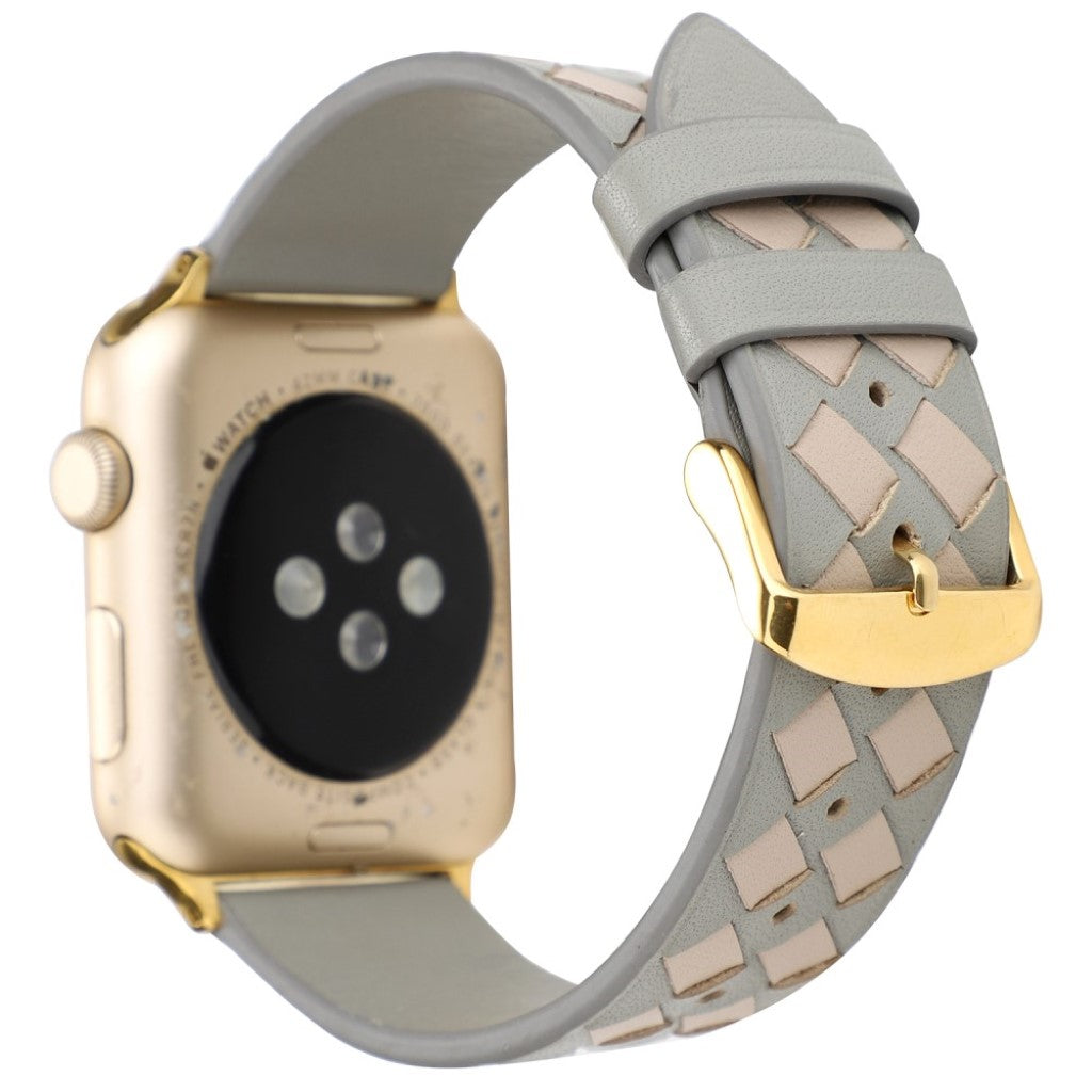 Helt vildt hårdfør Apple Watch Series 4 40mm Ægte læder Rem - Sølv#serie_7