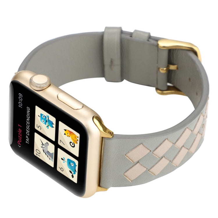 Helt vildt hårdfør Apple Watch Series 4 40mm Ægte læder Rem - Sølv#serie_7