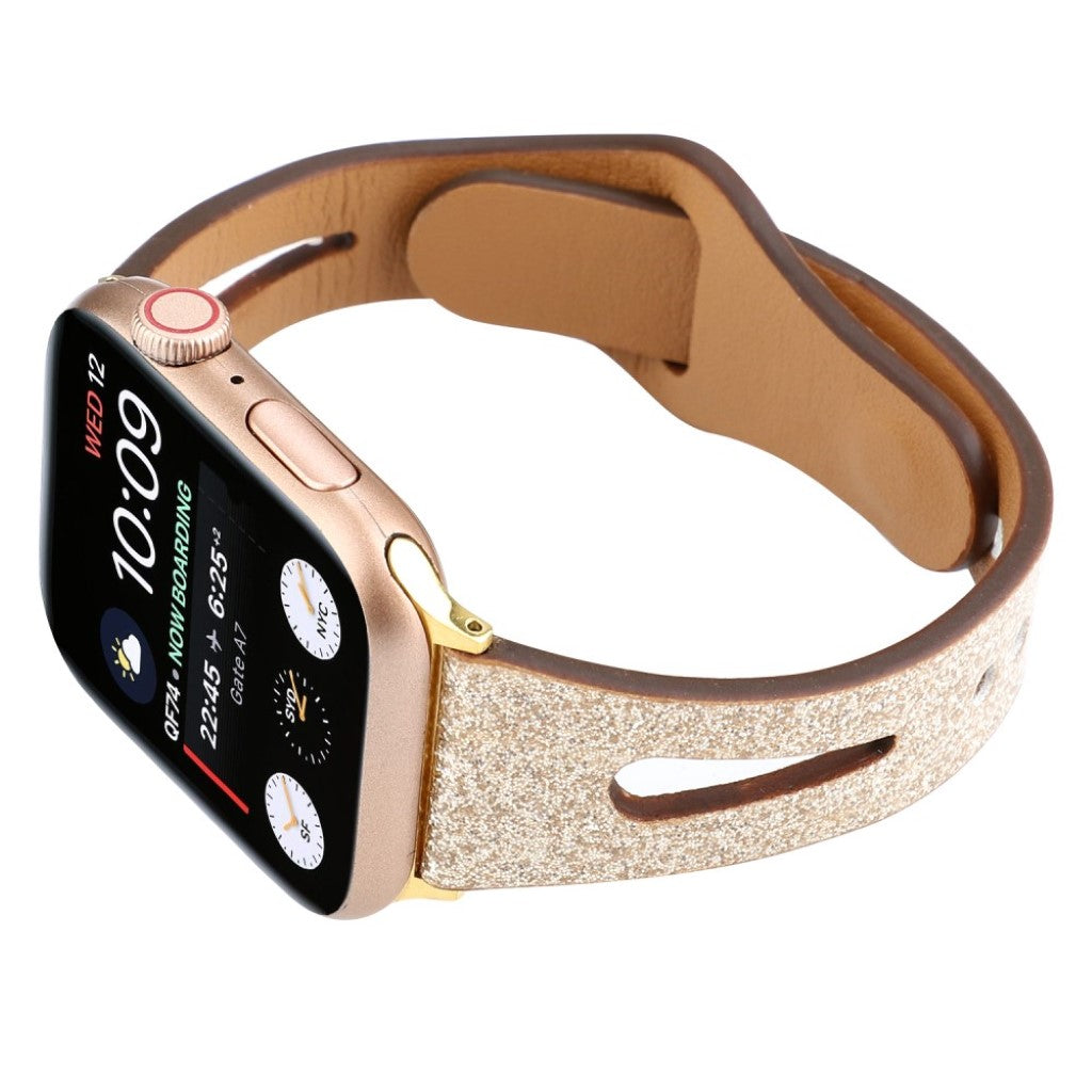 Meget pænt Apple Watch Series 4 40mm Ægte læder Rem - Guld#serie_3