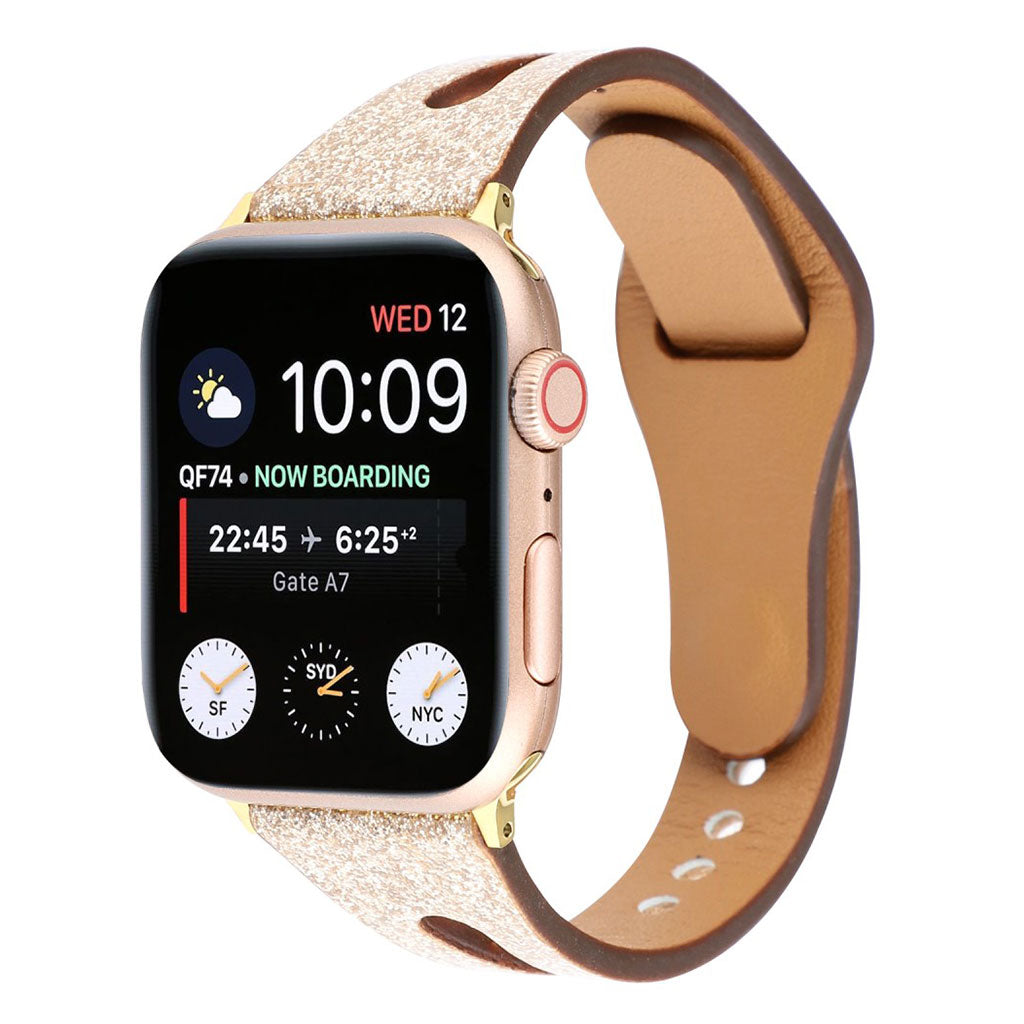 Meget pænt Apple Watch Series 4 40mm Ægte læder Rem - Guld#serie_3