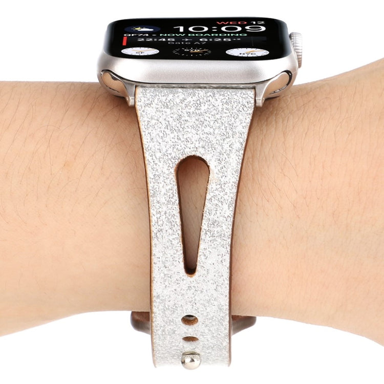 Meget pænt Apple Watch Series 4 40mm Ægte læder Rem - Sølv#serie_4