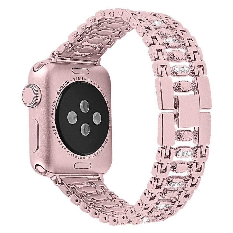 Slidstærk Apple Watch Series 4 40mm Metal og Rhinsten Rem - Pink#serie_3