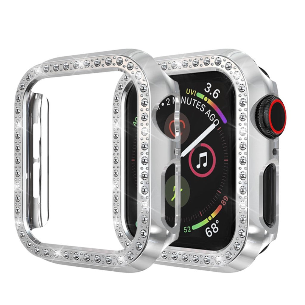 Super Pænt Apple Watch Series 4 40mm Plastik og Rhinsten Cover - Sølv#serie_2