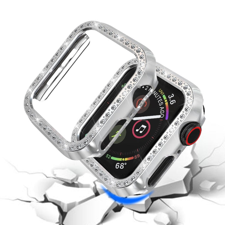 Super Pænt Apple Watch Series 4 40mm Plastik og Rhinsten Cover - Sølv#serie_2