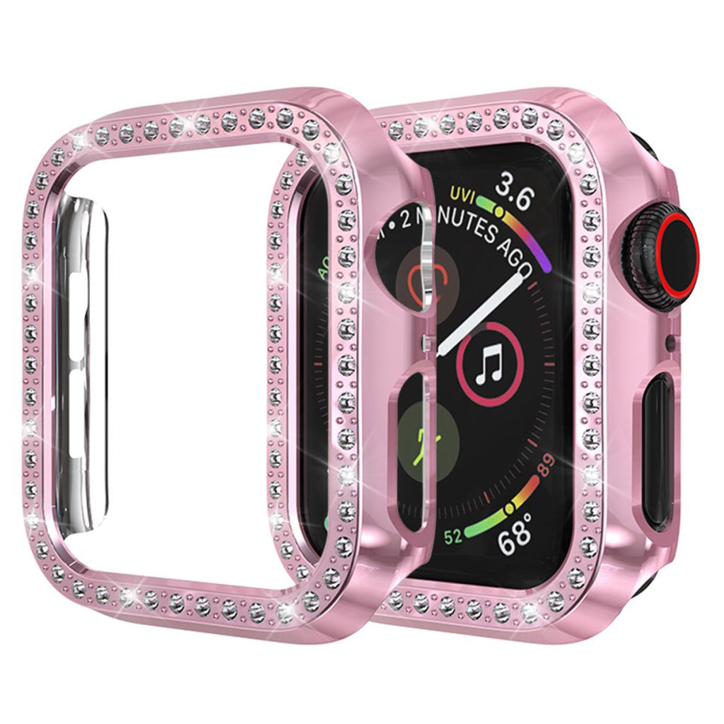 Super Pænt Apple Watch Series 4 40mm Plastik og Rhinsten Cover - Pink#serie_3