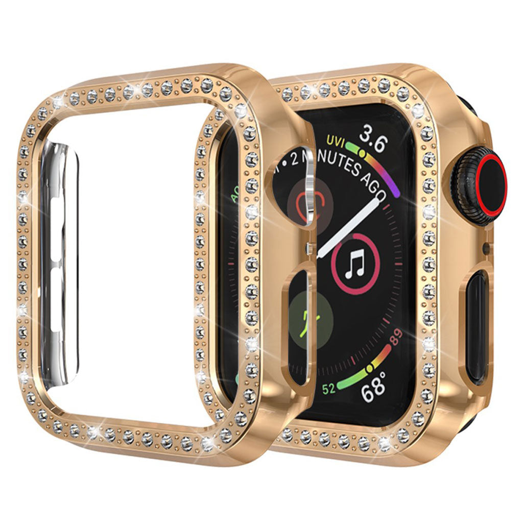Super Pænt Apple Watch Series 4 40mm Plastik og Rhinsten Cover - Pink#serie_4