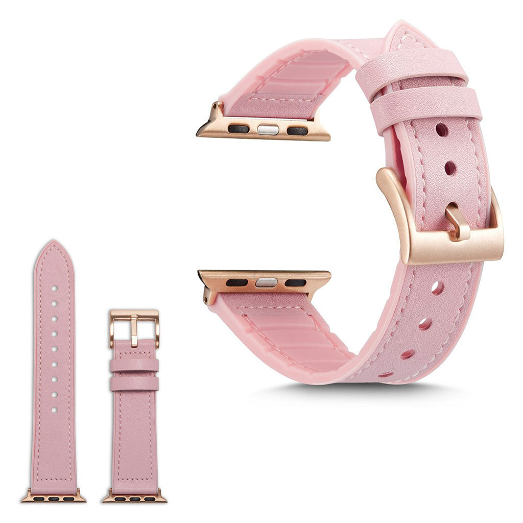  Apple Watch Series 4 40mm / Apple Watch 40mm Kunstlæder og Silikone Rem - Pink#serie_4