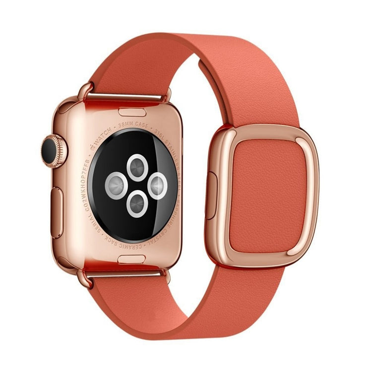 Rigtigt fint Apple Watch Series 4 44mm Ægte læder Rem - Orange#serie_3
