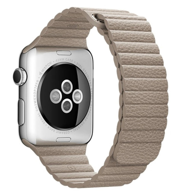 Skøn Apple Watch Series 4 40mm Ægte læder Rem - Beige#serie_3
