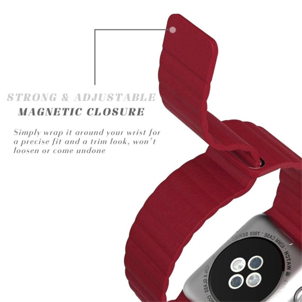 Skøn Apple Watch Series 4 40mm Ægte læder Rem - Rød#serie_4