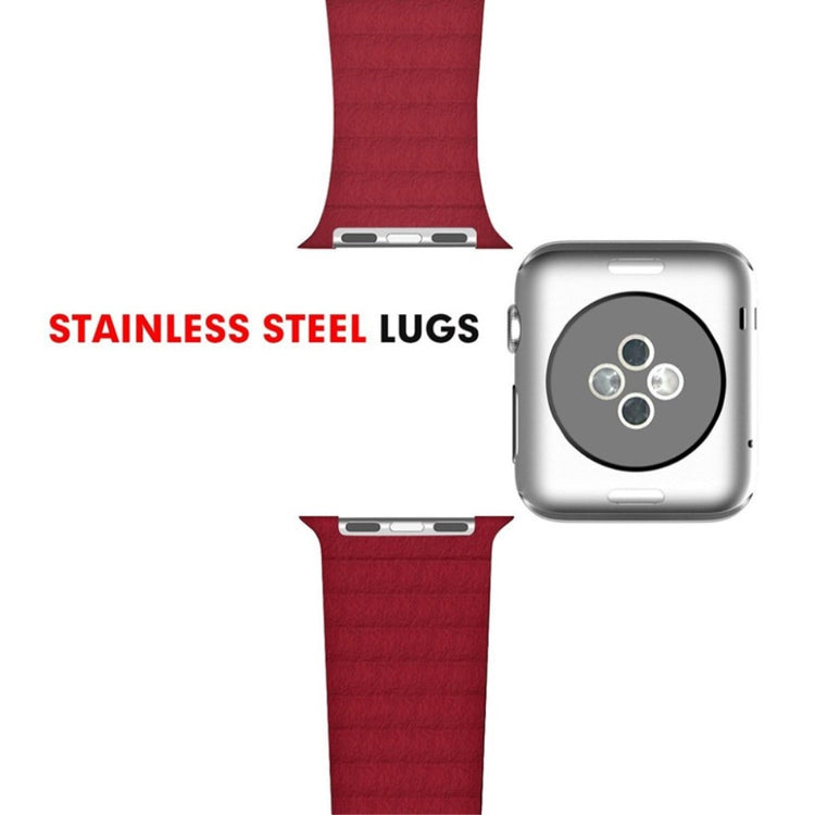 Skøn Apple Watch Series 4 40mm Ægte læder Rem - Rød#serie_4
