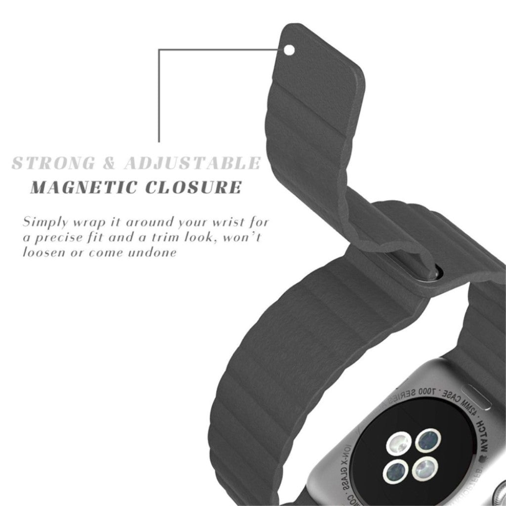 Skøn Apple Watch Series 4 40mm Ægte læder Rem - Sølv#serie_5
