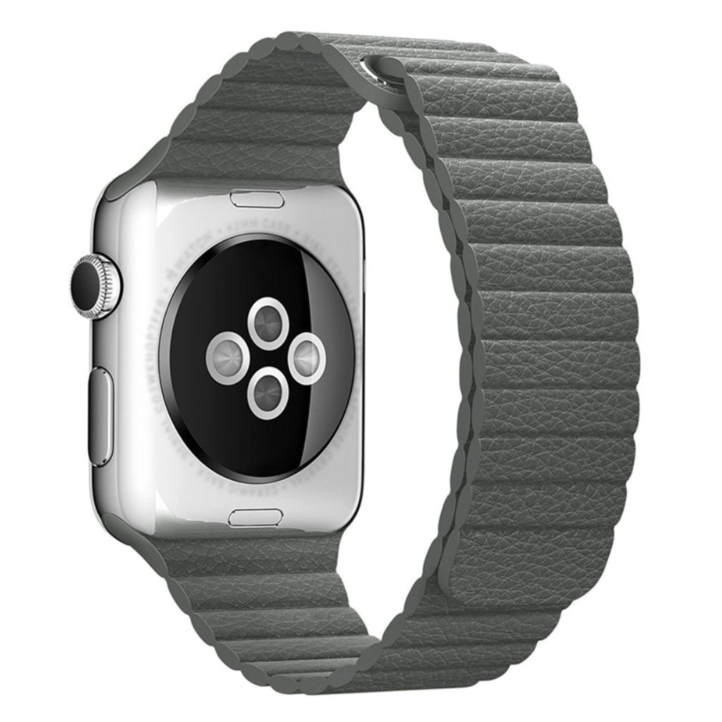 Skøn Apple Watch Series 4 40mm Ægte læder Rem - Sølv#serie_5
