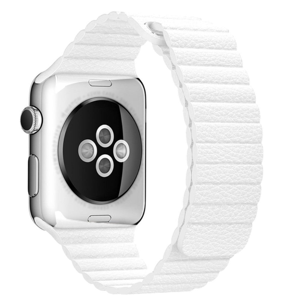 Skøn Apple Watch Series 4 40mm Ægte læder Rem - Hvid#serie_6