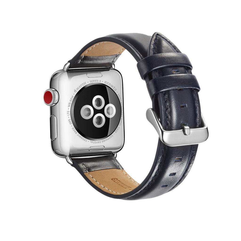 Super smuk Apple Watch Series 4 44mm Ægte læder Rem - Blå#serie_3