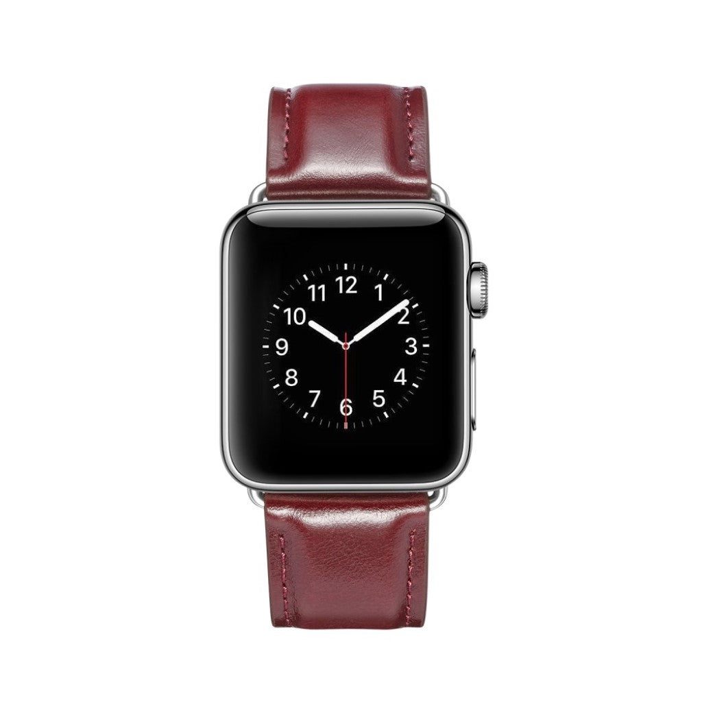 Super smuk Apple Watch Series 4 44mm Ægte læder Rem - Rød#serie_4