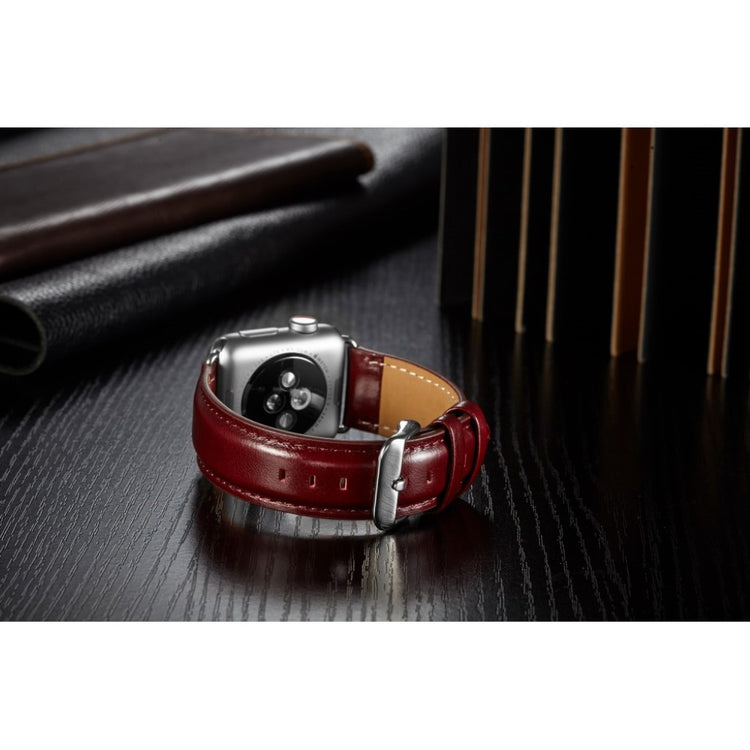 Super smuk Apple Watch Series 4 44mm Ægte læder Rem - Rød#serie_4