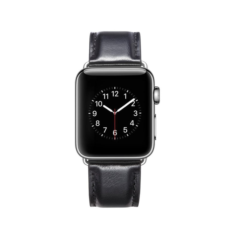Super smuk Apple Watch Series 4 44mm Ægte læder Rem - Sort#serie_5