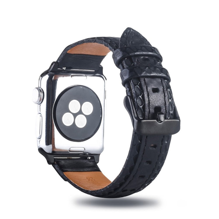 Rigtigt elegant Apple Watch Series 4 44mm Ægte læder Rem - Sort#serie_3