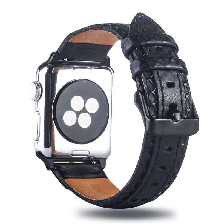 Rigtigt elegant Apple Watch Series 4 44mm Ægte læder Rem - Sort#serie_3