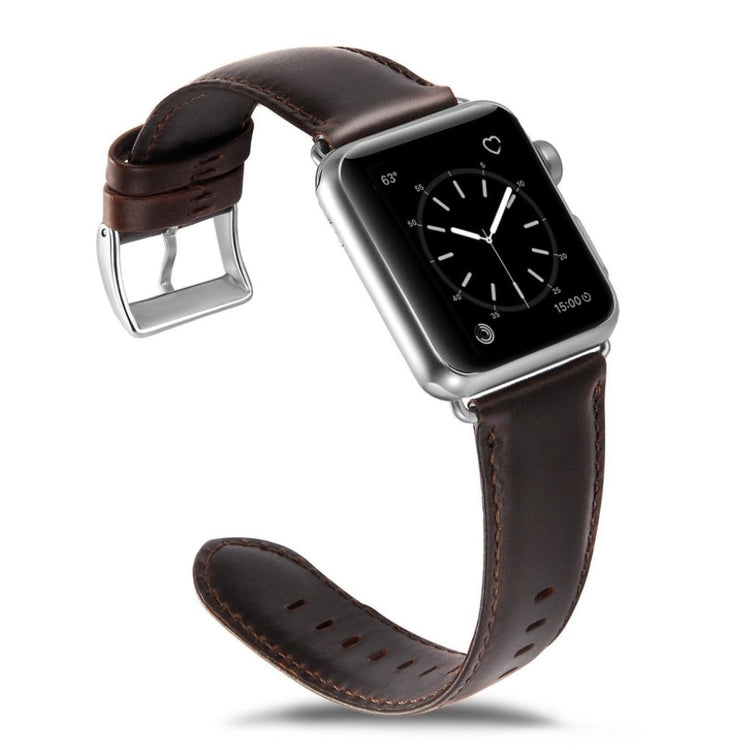Helt vildt godt Apple Watch Series 4 44mm Ægte læder Rem - Brun#serie_2