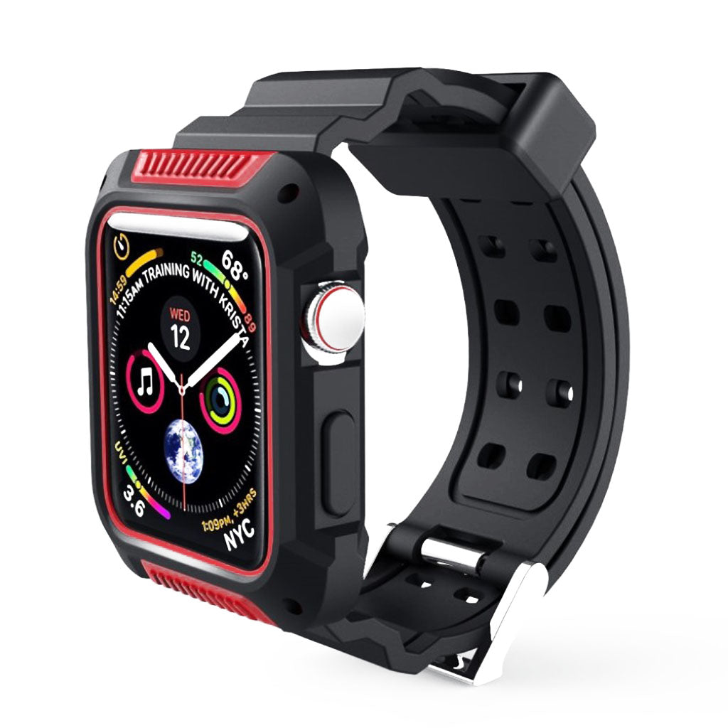 Super slidstærk Apple Watch Series 4 44mm Silikone Rem - Rød#serie_3