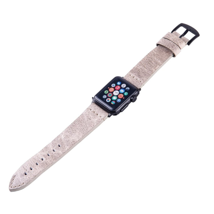 Meget komfortabel Apple Watch Series 4 44mm Ægte læder Rem - Sølv#serie_2