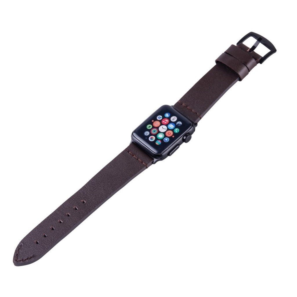 Meget komfortabel Apple Watch Series 4 44mm Ægte læder Rem - Brun#serie_3