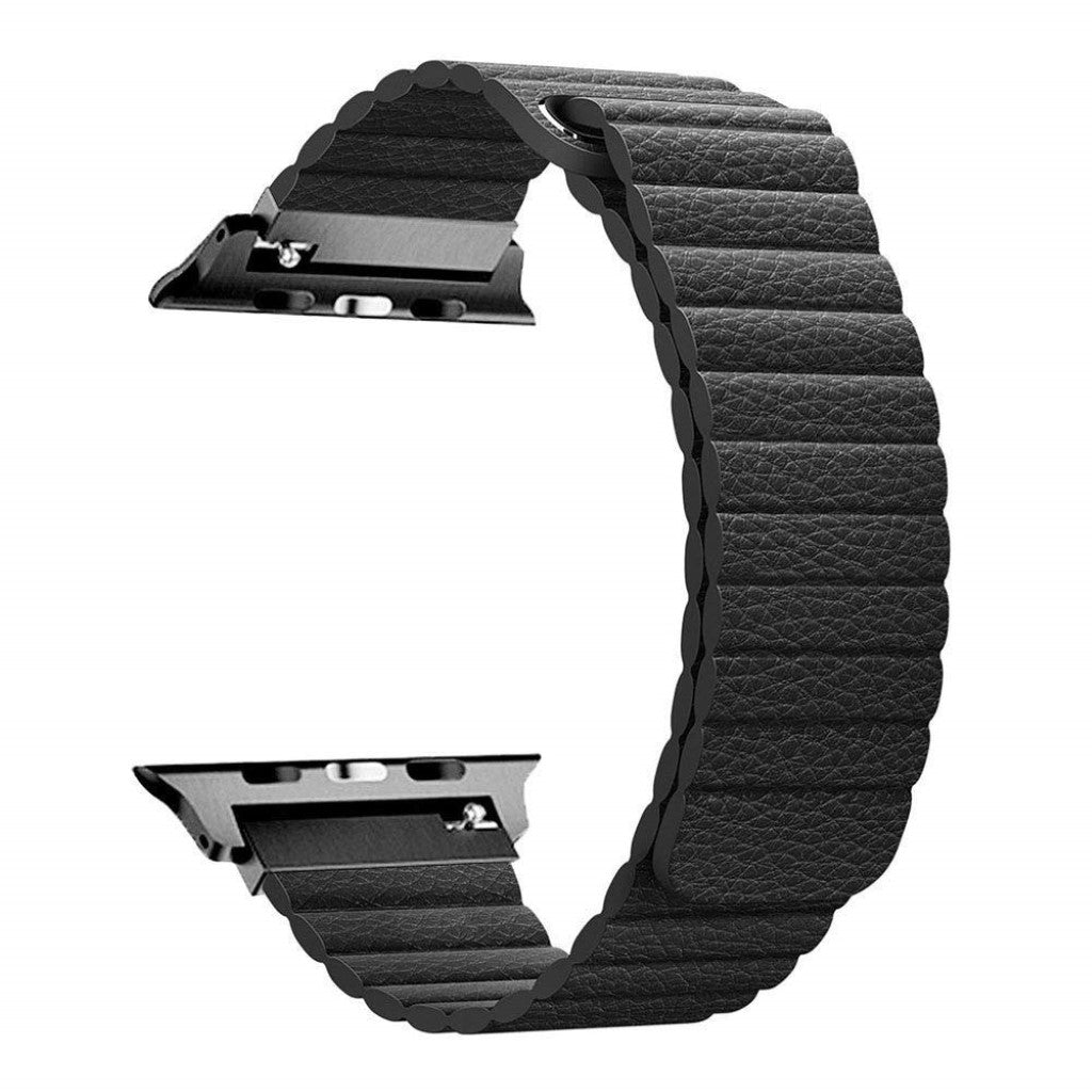 Rigtigt skøn Apple Watch Series 4 44mm Ægte læder Rem - Sort#serie_2
