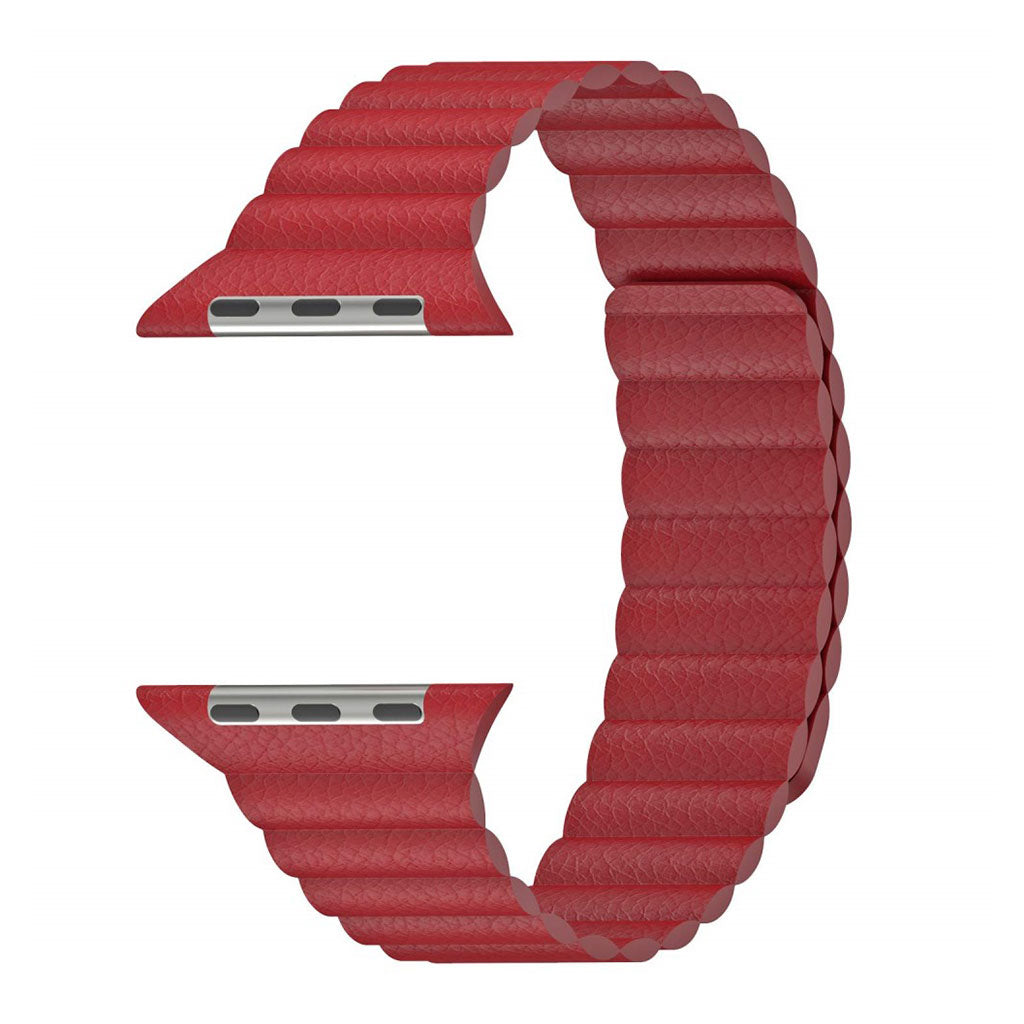 Rigtigt skøn Apple Watch Series 4 44mm Ægte læder Rem - Rød#serie_3