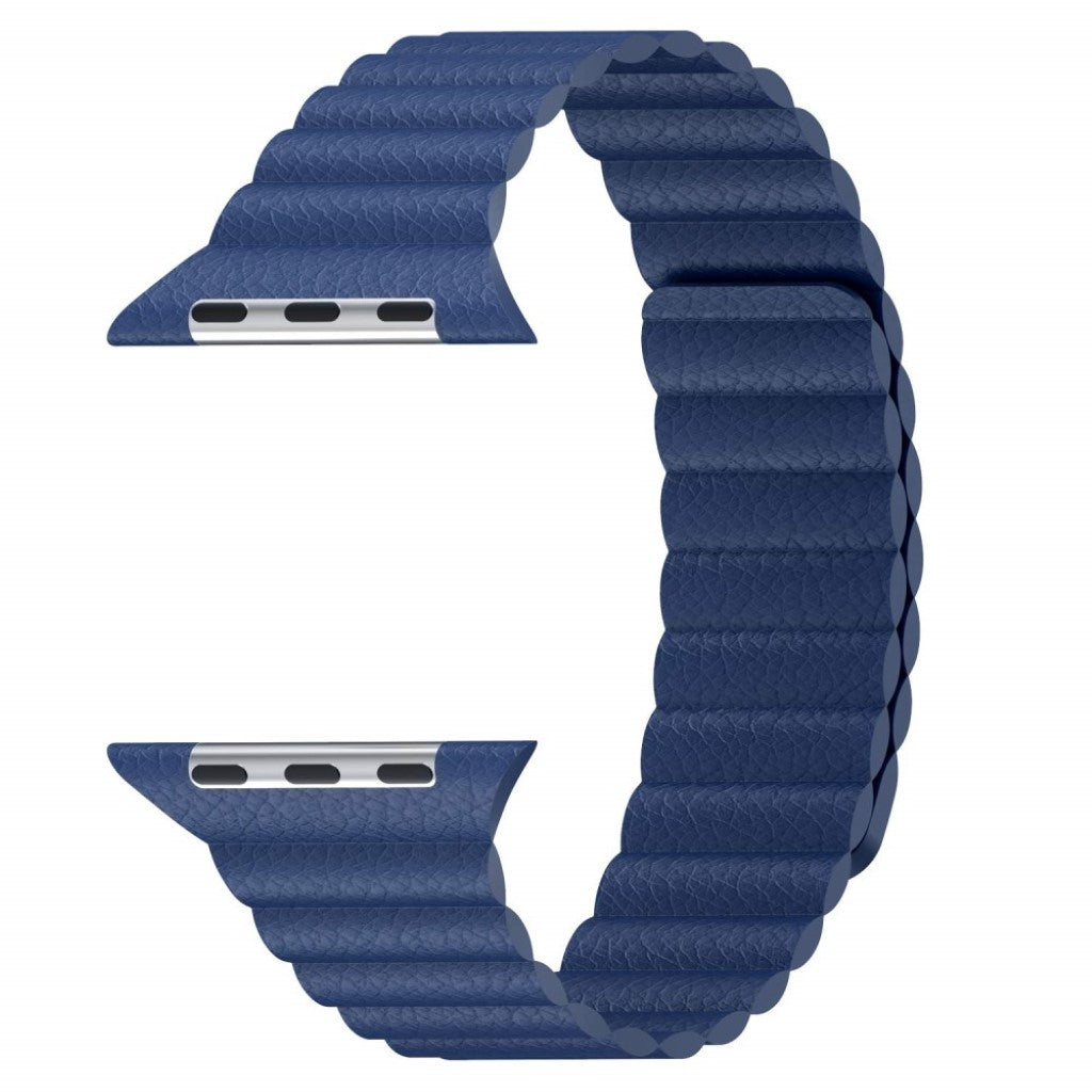 Rigtigt skøn Apple Watch Series 4 44mm Ægte læder Rem - Blå#serie_5
