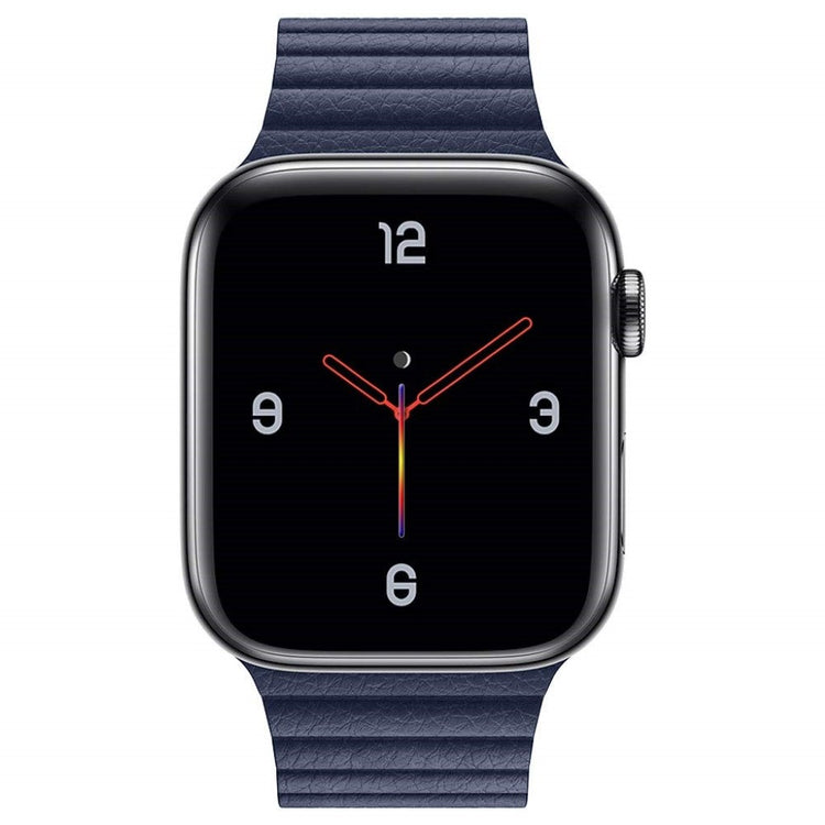 Rigtigt skøn Apple Watch Series 4 44mm Ægte læder Rem - Blå#serie_5