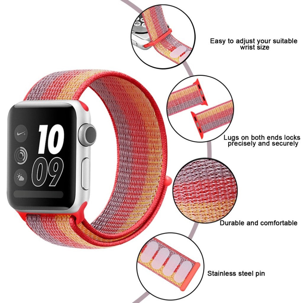 Helt vildt flot Apple Watch Series 4 44mm Nylon Rem - Rød#serie_2