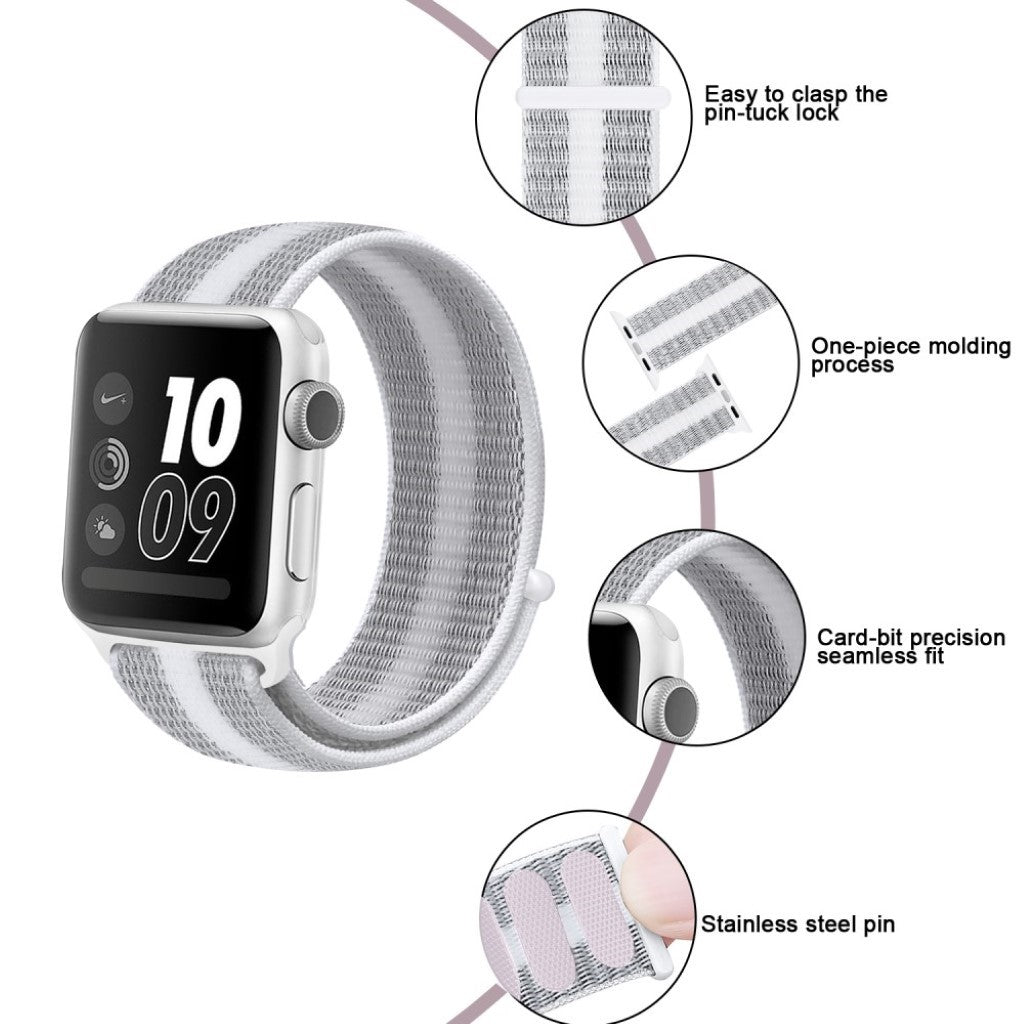Helt vildt flot Apple Watch Series 4 44mm Nylon Rem - Sølv#serie_4
