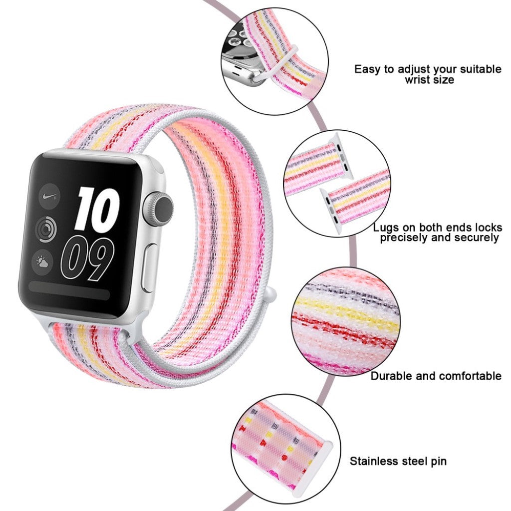 Helt vildt flot Apple Watch Series 4 44mm Nylon Rem - Pink#serie_9