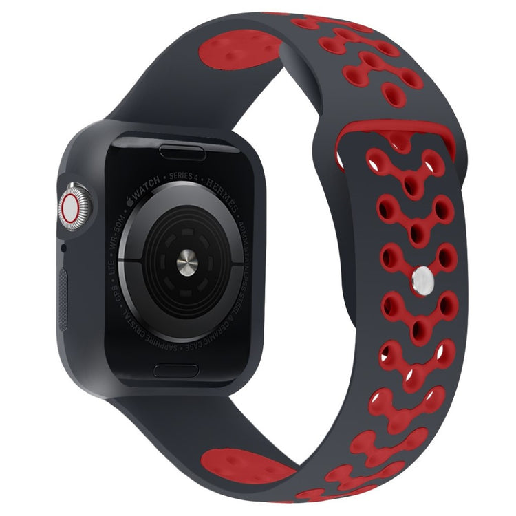 Helt vildt skøn Apple Watch Series 4 44mm Silikone Rem - Rød#serie_3