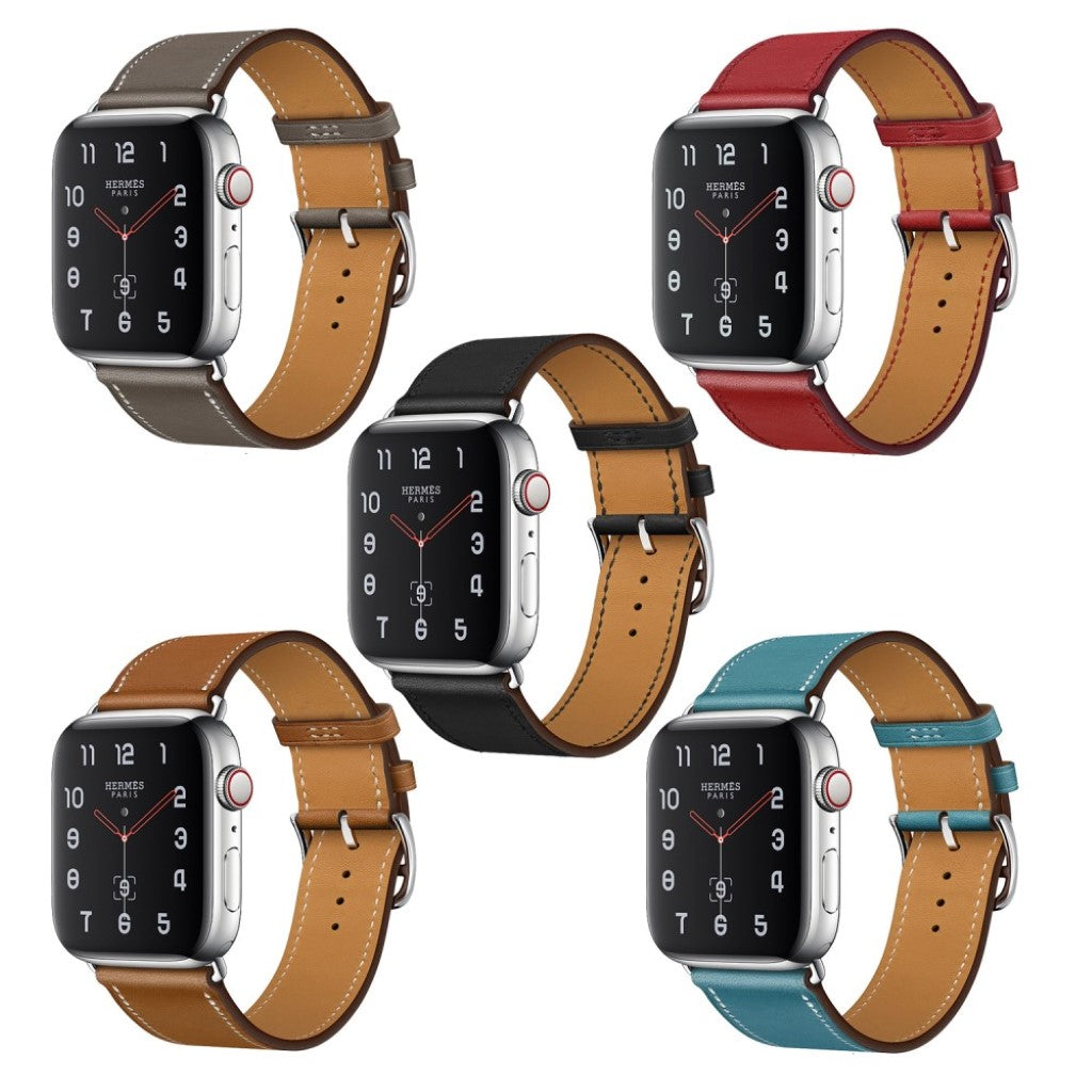 Superflot Apple Watch Series 4 44mm Ægte læder Rem - Sort#serie_1