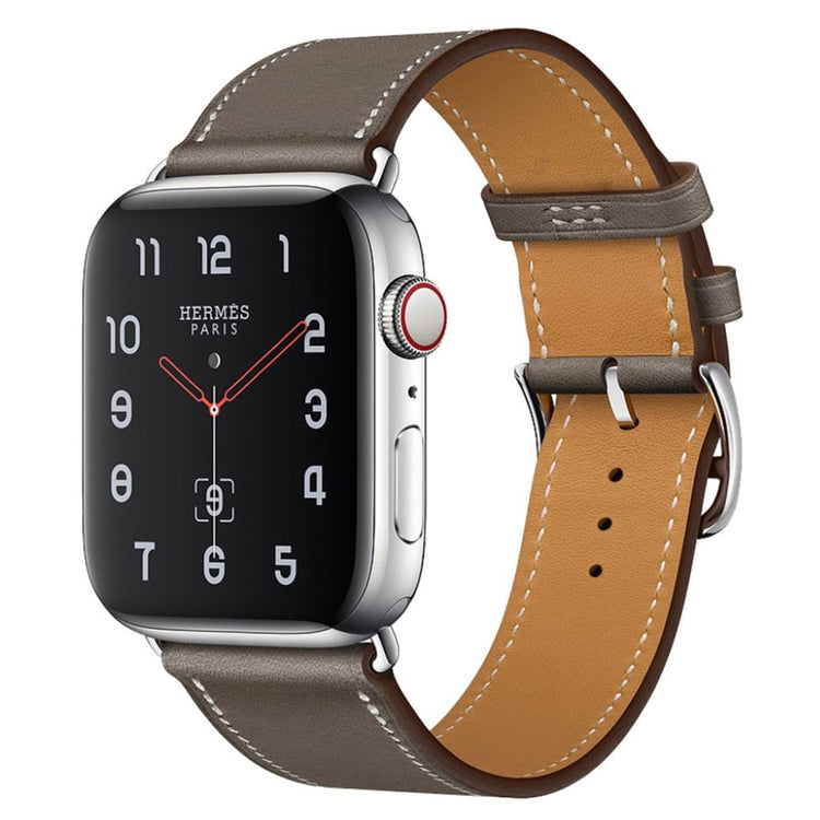 Superflot Apple Watch Series 4 44mm Ægte læder Rem - Sølv#serie_2