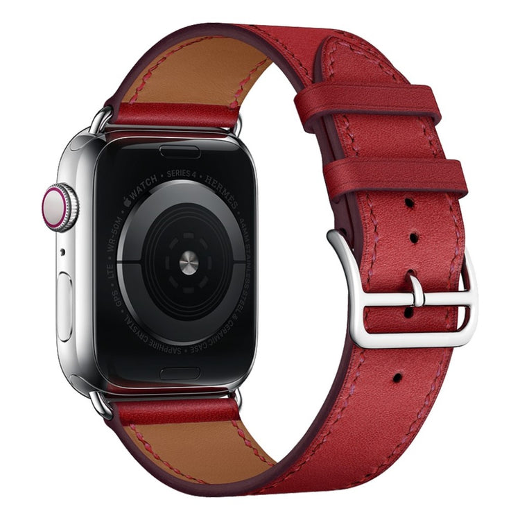 Superflot Apple Watch Series 4 44mm Ægte læder Rem - Rød#serie_3